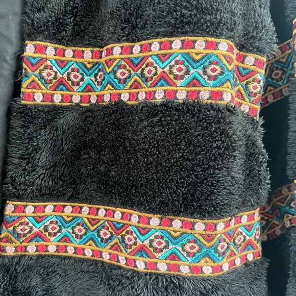 Savanna Jane Black and Red Teddy Jacket with Geometric Patterns - Picture 3 of 4